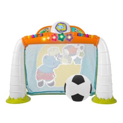 CHICCO  But de football blanc / orange 3 pi&egrave;ces 42 x 45 x 10 cm