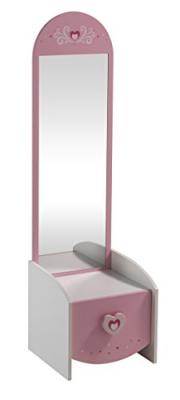 Coiffeuse 1 tiroir blanc et rose - charlotte