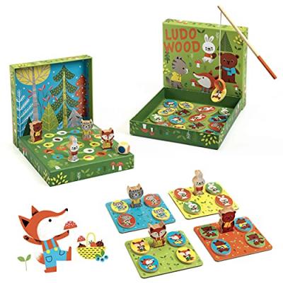 DJECO Jeu d&eacute;couverte  Ludo Wood Coffret 4 Jeux 