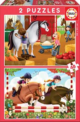 EDUCA Puzzle 2 x 48 pi&egrave;ces : les chevaux