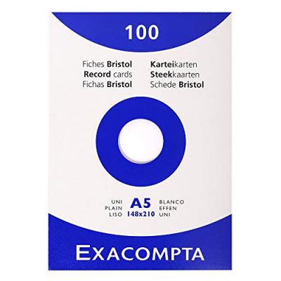 EXACOMPTA 100 fiches bristol -  - format A5 - Blanc uni