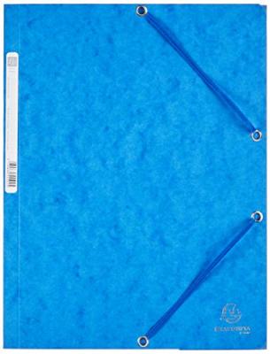 EXACOMPTA Chemise 3 Rabats &Agrave; &Eacute;lastiques Carte Lustr&eacute;e 400g/m2 A4 Bleu