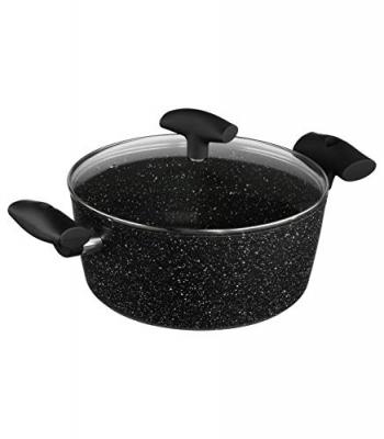 FIVE SIMPLY SMART Faitout en aluminium & couvercle ""pierre"" 24cm noir