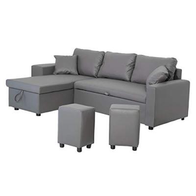 HAPPY GARDEN Canap&eacute; d'angle convertible TONY 3 places gris