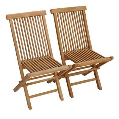 HAPPY GARDEN Lot de 2 chaises de jardin en teck LOMBOK