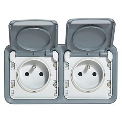 LEGRAND  Prise 2x2P+T en saillie Plexo Gris Horizontal