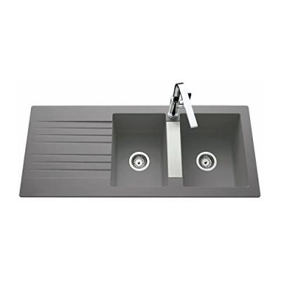 LUISINA Evier SOLAIRE synth&egrave;se b&eacute;ton 2 bacs L.116 x l.50