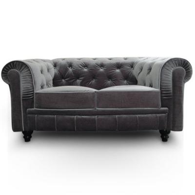 COTECOSY Canap&eacute; 2 places Chesterfield Velours Argent