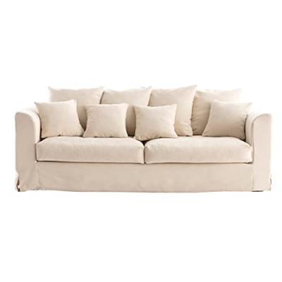 MILIBOO Canap&eacute; 3 places d&eacute;houssable en tissu &eacute;cru FEVER - Blanc