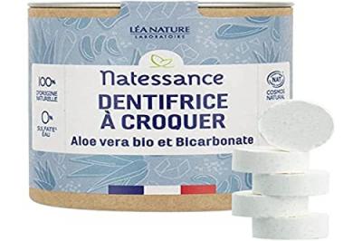 NATESSANCE Dentifrice &agrave; croquer blancheur Alo&eacute; Vera bio 52g