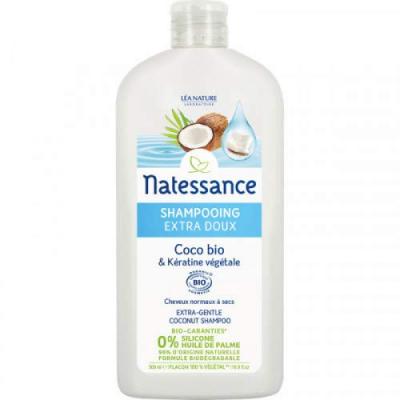 NATESSANCE  Shampoing Extra-Doux Coco Bio et K&eacute;ratine V&eacute;g&eacute;tale, 500ml