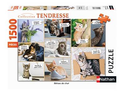 NATHAN Puzzle 1500 pieces - Betises de chat 