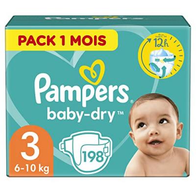 PAMPERS  baby dry taille 3, 4 a 9 kg 198 couches