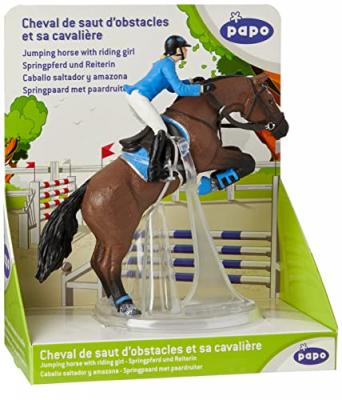 PAPO Cheval de saut d'obstacle et sa cavali&egrave;re