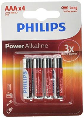 PHILIPS  AAA POWER ALKALINE BATTERY 4-PACK 