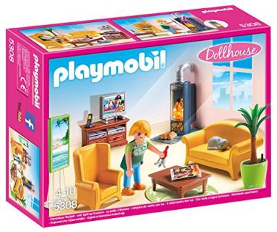 PLAYMOBIL Salon avec po&ecirc;le &agrave; bois - 5308