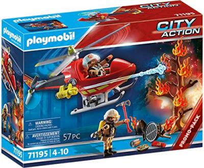 Playmobil 71195 H&eacute;licopt&egrave;re bombardier des pompiers 