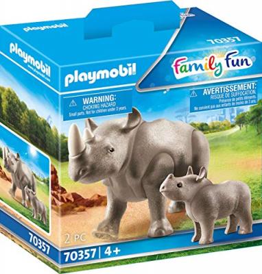 Rhinoc&eacute;ros Et Son Petit