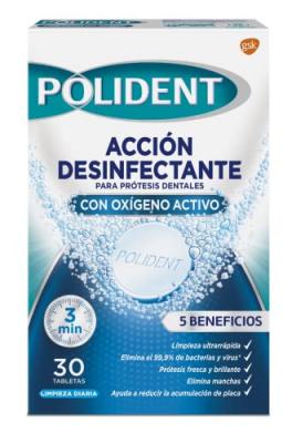 POLIDENT  Pastillas Originales Limpiadoras 30 pcs
