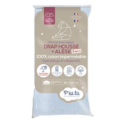 P TIT LIT Drap housse magique 2 en 1 Gris 60 x 120cm