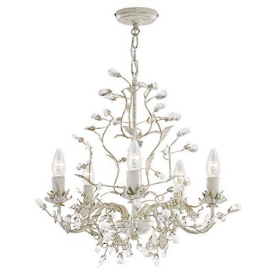 SEARCHLIGHT Lustre Almandite &agrave; 5 lampes, cr&egrave;me-dor&eacute;