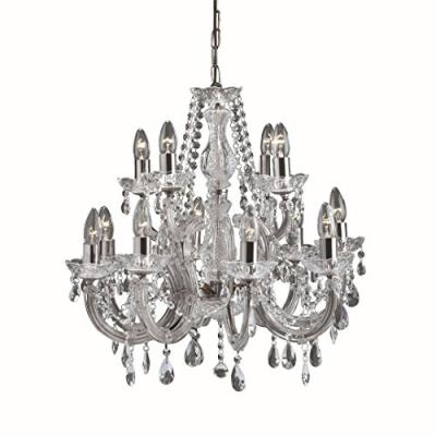 SEARCHLIGHT Lustre classique MARIE THERESE &agrave; 12 lampes chrom&eacute;