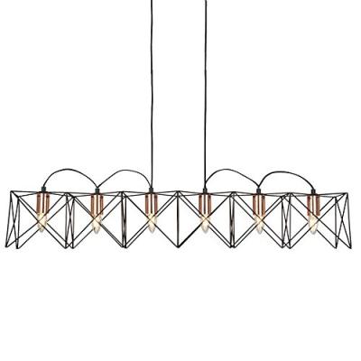 SEARCHLIGHT Suspension Anthea, noir et cuivre, 6 ampoules