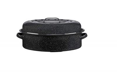 GRANITEWARE Cocotte acier &eacute;maill&eacute;, 38 cm, noir, roaster 