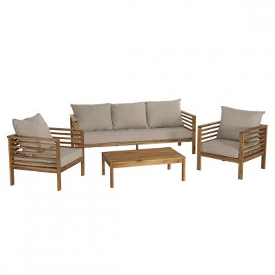 MACABANE Salon de jardin en acacia 5 personnes
