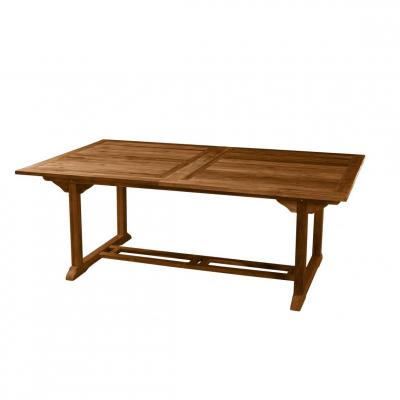 Table de jardin teck huil&eacute; double extension 10/12 pers L300