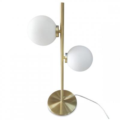 OPJET Lampe &agrave; poser Edmond 2 lumi&egrave;res blanc et dor&eacute; L27 x P17 x H53 cm