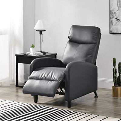 EN.CASA Fauteuil Relaxant Bregenz Inclinable et Repose-Pieds Similicuir Gris