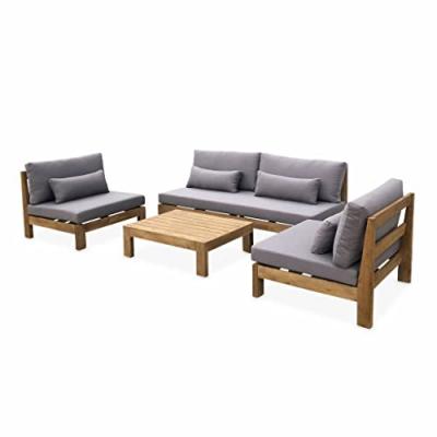 ALICE S GARDEN Salon de jardin xxl en bois bross&eacute;, anthracite