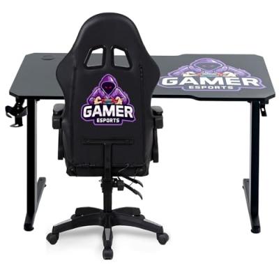  Amstrad Pack Bureau DESK120Z-GAMER & fauteuil gamer 900-LED-GAMER - 1m20 - Retro &eacute;clairage LED RGB 