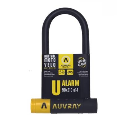 AUVRAY Antivol velo u 90 x 210mm  noir alarme 120 db avec support