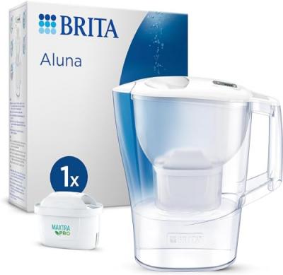 BRITA Aluna Carafe &agrave; Eau 2,4 L avec Filtre et 1 Filtre - Blanc