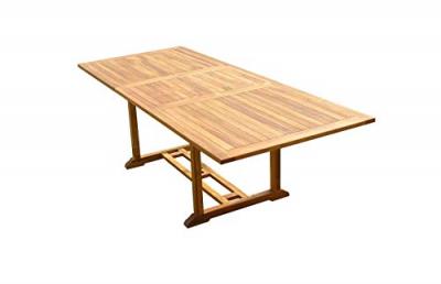 C&L JARDIN Table Rectangulaire En Teck Aspect Huil&eacute; Aedan L.180-240 P.100 Cm