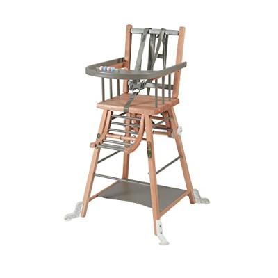 COMBELLE Chaise haute transformable barreaux hybride gris