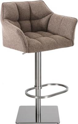 CLP Tabouret de bar Damaso en Tissu , Marron terre/Acier inoxydable