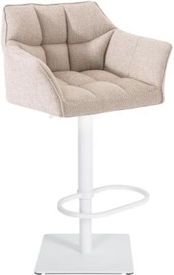 CLP - Tabouret de bar Damaso en Tissu ivoire M&eacute;tal blanc mat