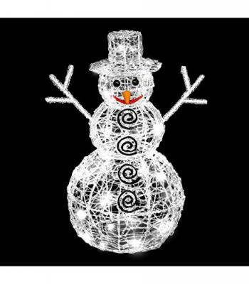 FEERIC LIGHTS & CHRISTMAS Bonhomme de neige lumineux 96 led - Blanc froid - Blanc froid