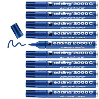 EDDING  4-2000C 003 marqueur ind&eacute;l&eacute;bile Pointe biseaut&eacute;e Bleu 10 pi&egrave;ce(s)