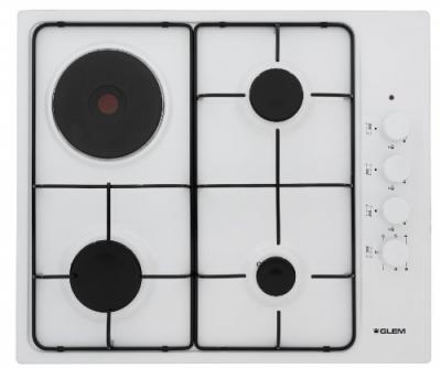 GLEM  - Table Cuisson Mixte Gaz-Electrique GTL647WH (GTL 647 WH) Blanc 