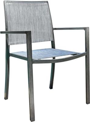 JARDILINE Fauteuil empilable en finition teck recycl&eacute; - Gris - 58 x 55 x 85 cm