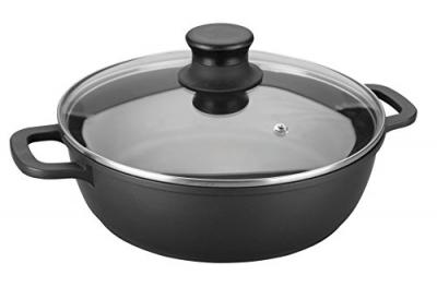 LACOR Faitout bas 28 cm en fonte d'aluminium couvercle en verre