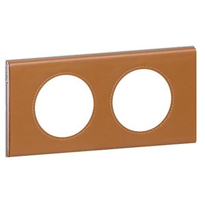 LEGRAND  - Plaque C&eacute;liane Mati&egrave;res 2 postes - finition Cuir Caramel