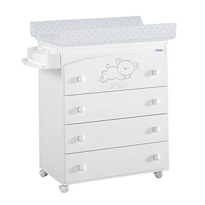 MICUNA Commode &agrave; langer avec baignoire B-970 Sweet Bear Blanc Etoiles Gris