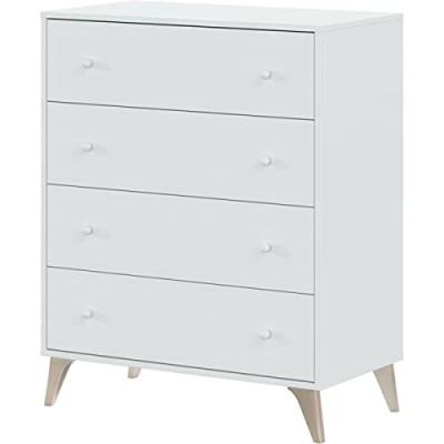 Commode avec 4 tiroirs coloris blanc artic - Hauteur 95 x Longueur 77,5 x Profondeur 40 cm