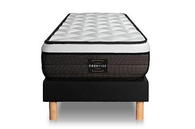 PRESTIGE LITERIE Ensemble matelas sommier Suite 90 x 200 cm - Couleur : Noir - Noir