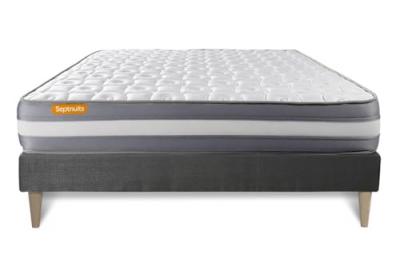 SEPTNUITS Matelas + sommier kit gris 160x200 memo plus m&eacute;moire de forme
